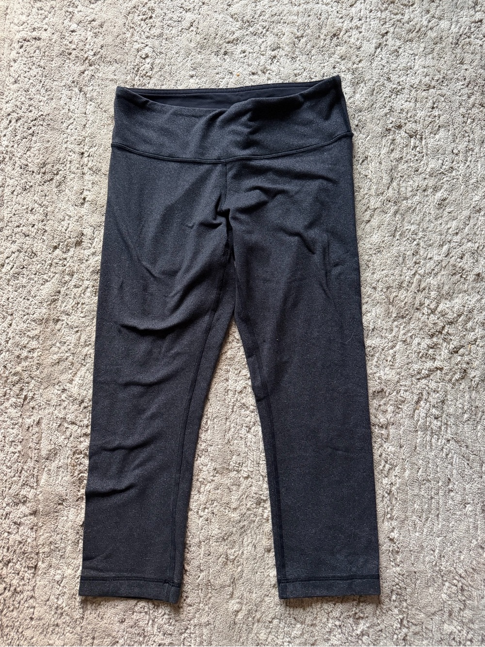 Lululemon Wunder Under Crop Leggings Black Textured Luon 21”